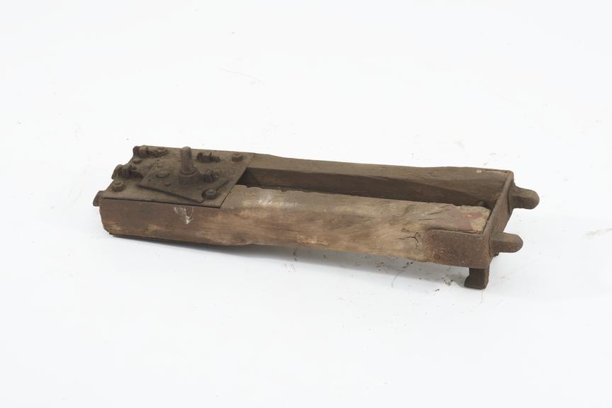 Rack and pinion jack of wood and iron.