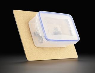 Portable plate raiser used by Rosaleen Moriarty-Simmonds