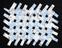 Woven mat created from cardboard light blue and white Warfarin medicine packaging