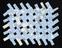 Woven mat created from cardboard light blue and white Warfarin medicine packaging