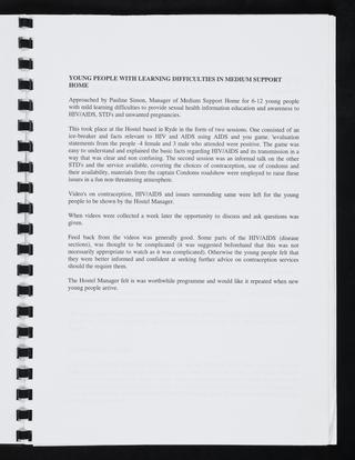 Report on Captain Condom's Activities, August 1992 - August 1993