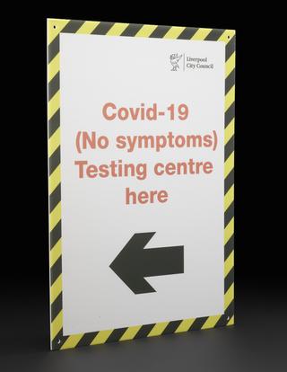 “Covid-19 (No symptoms)” sign from Liverpool mass testing programme