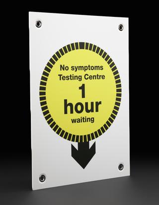 “No symptoms testing centre” sign from Liverpool mass testing programme