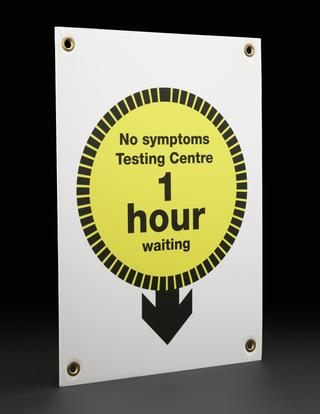 “No symptoms testing centre” sign from Liverpool mass testing programme