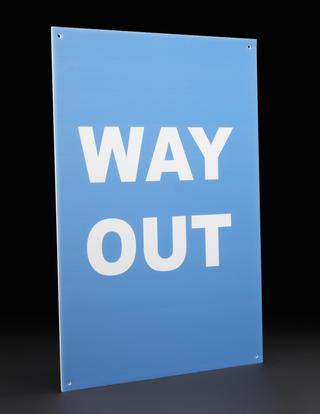 “WAY OUT” sign from Liverpool mass testing programme