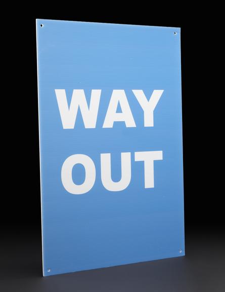 “WAY OUT” sign from Liverpool mass testing programme
