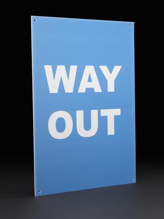 “WAY OUT” sign from Liverpool mass testing programme