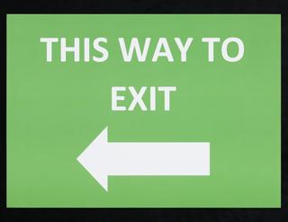 “THIS WAY TO EXIT” sign from Liverpool mass testing programme