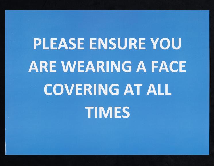“PLEASE ENSURE YOU ARE WEARING A FACE COVERING” sign from Liverpool mass testing programme
