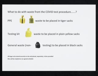 “What to do with waste from the COVID test” sign from Liverpool mass testing programme