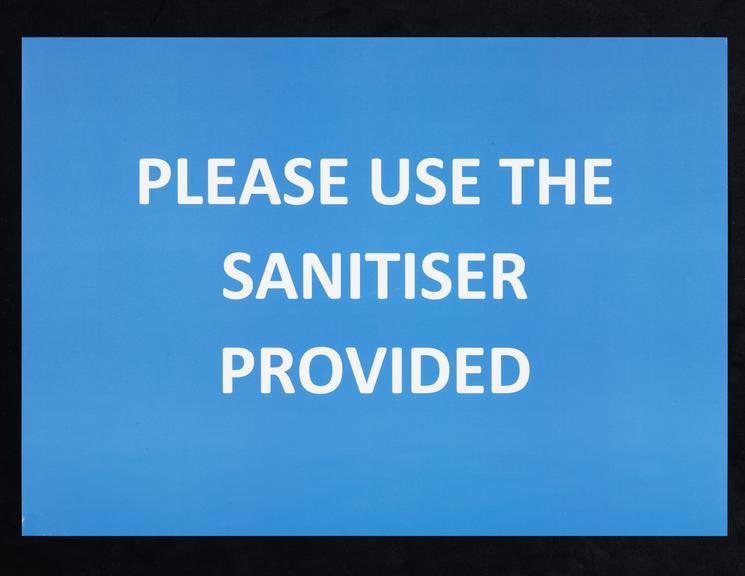 “PLEASE USE THE SANITISER PROVIDED” sign from Liverpool mass testing programme