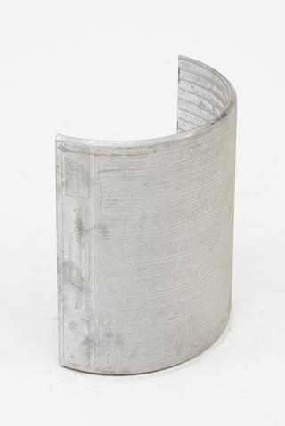 Curved Stereotype Plate for printing The Times newspaper, 1978
