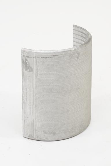 Curved Stereotype Plate for printing The Times newspaper, 1978