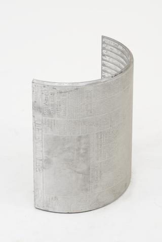 Curved Stereotype Plate for printing The Times newspaper, 1978