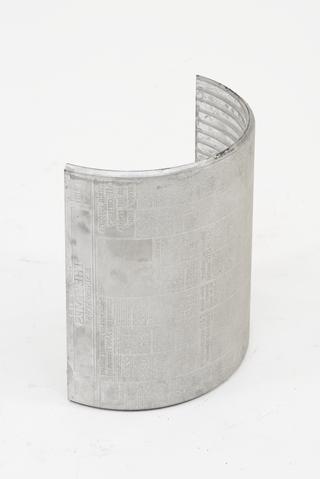 Curved Stereotype Plate for printing The Times newspaper, 1978