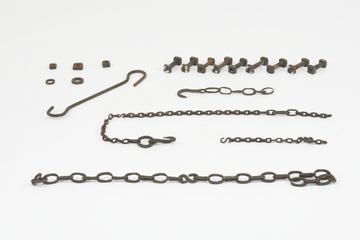 A quantity of bolts and nuts and chain