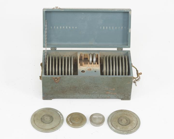 Weights and adaptors in carrying case