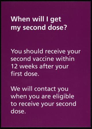 Second dose information sign