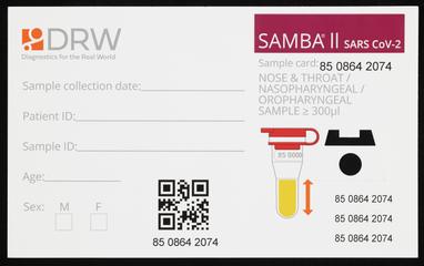 Blank sample card for SAMBA® II SARS CoV-2 test