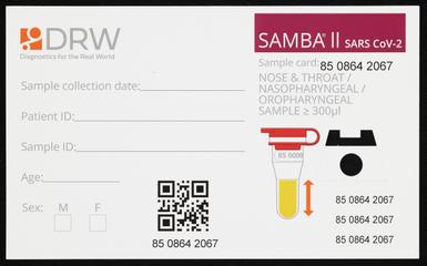Blank sample card for SAMBA® II SARS CoV-2 test