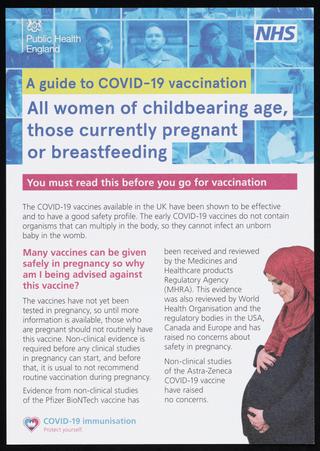 ‘A guide to COVID-19 vaccination, All women of childbearing age, those currently pregnant or breastfeeding'