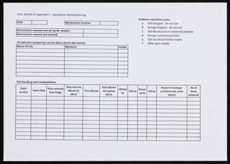 Vaccination workstation log