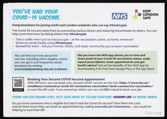 Postcard '# I had my jab, tell others and save lives'
