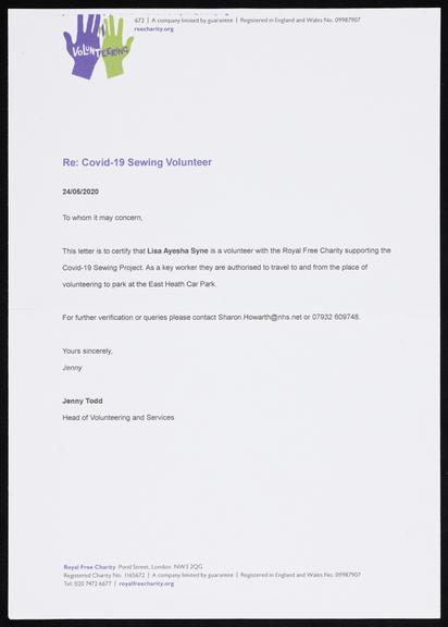 Permission to travel during lockdown letter