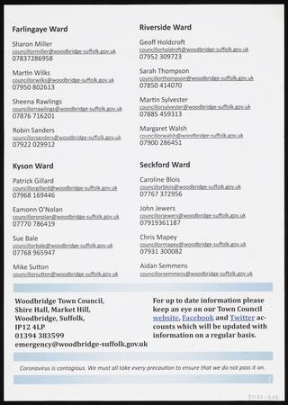 Woodbridge Town Council COVID-19 support leaflet
