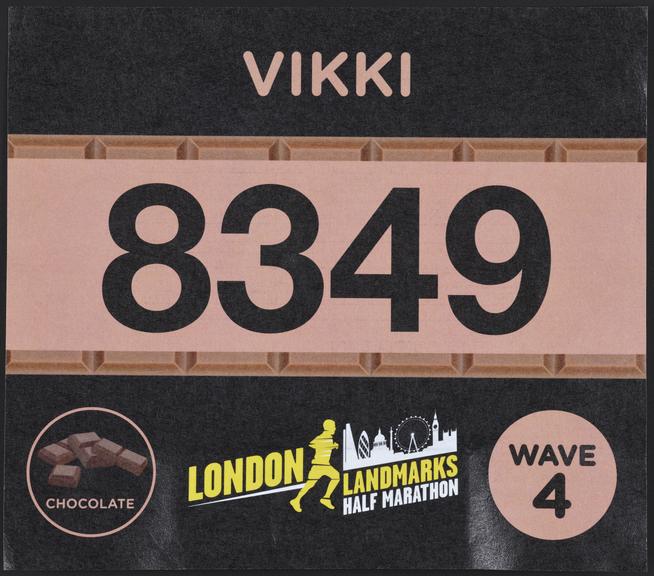 London Landmarks Half Marathon runner's bib