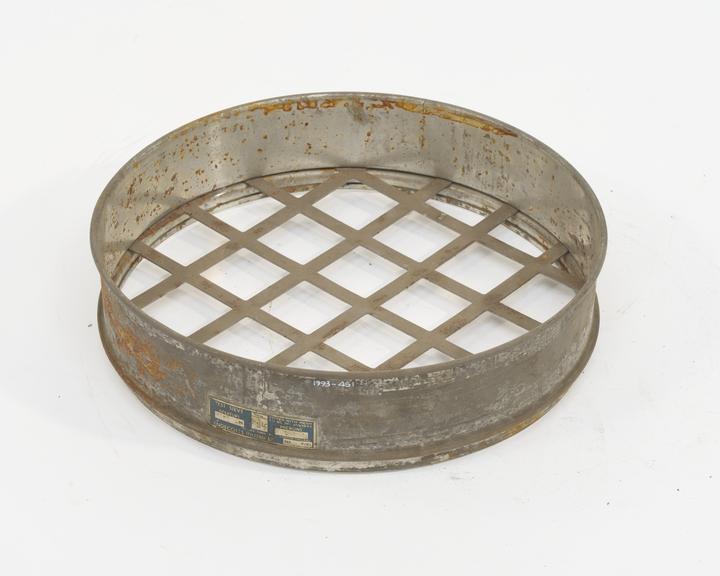 British Standard sieve to "BS 410" of tinned steel