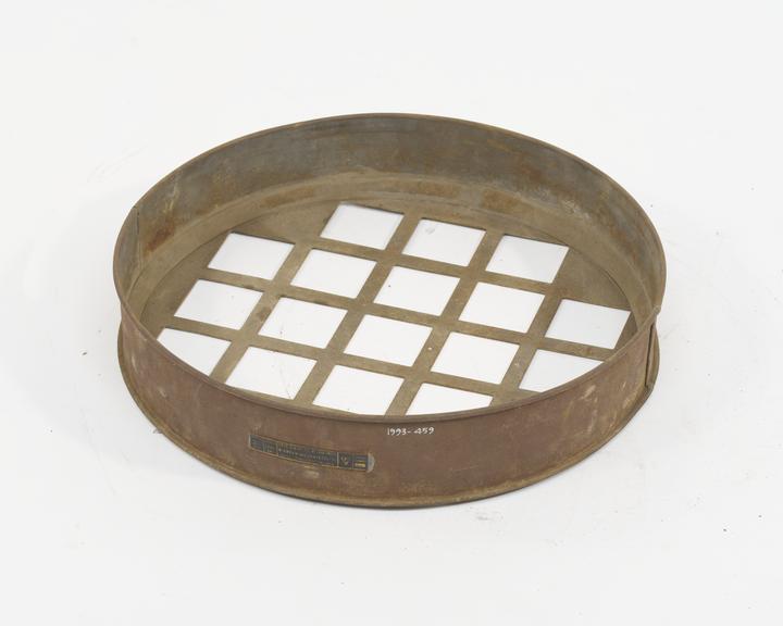 British Standard sieve to "BS 410" of tinned steel