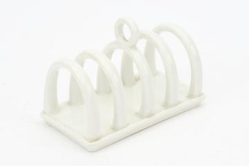 White Glazed Ceramic Toast Rack for 4 Slices of Toast
