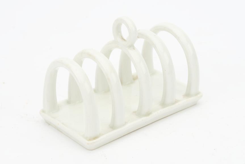 White Glazed Ceramic Toast Rack for 4 Slices of Toast