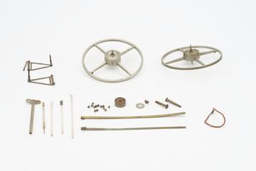 Metal and glass components from a float barograph (incomplete)