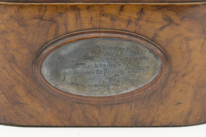 Original oak base for Model of Howard's champion plough