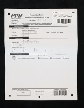 PPD Requisition Form for Phase 3 Novavax 2019nCoV-302 Vaccine Trial