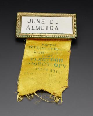 Name badge from Fifth International Congress for Electron Microscopy owned by Dr. June Almeida (1930-2007)