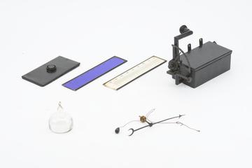 Components for Lowe jet photometer, c.1860.