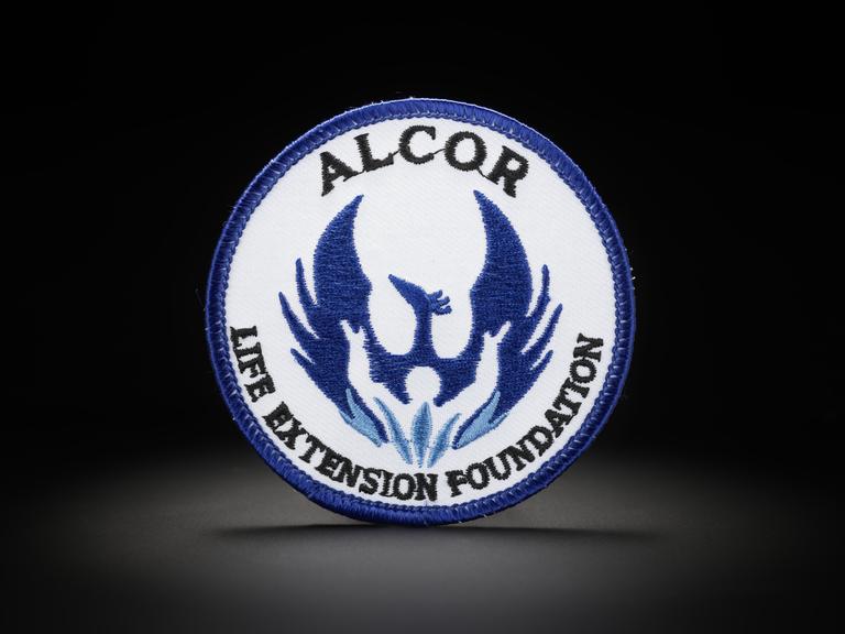 Cloth patch supplied by Alcor Life Extension Foundation