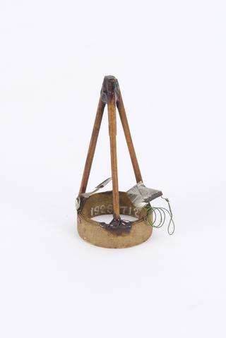 18.5 turn aluminium strip coil to suit gap with wooden tripod support