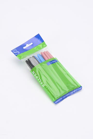 Bag of fifteen disposable ballpens, assorted colours, 1999