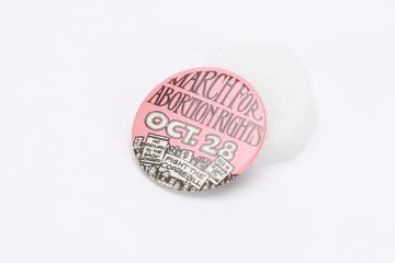 One of five National Abortion Campaign badges (Pink)
