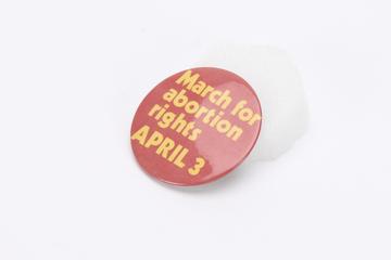 One of five National Abortion Campaign badges (Red)