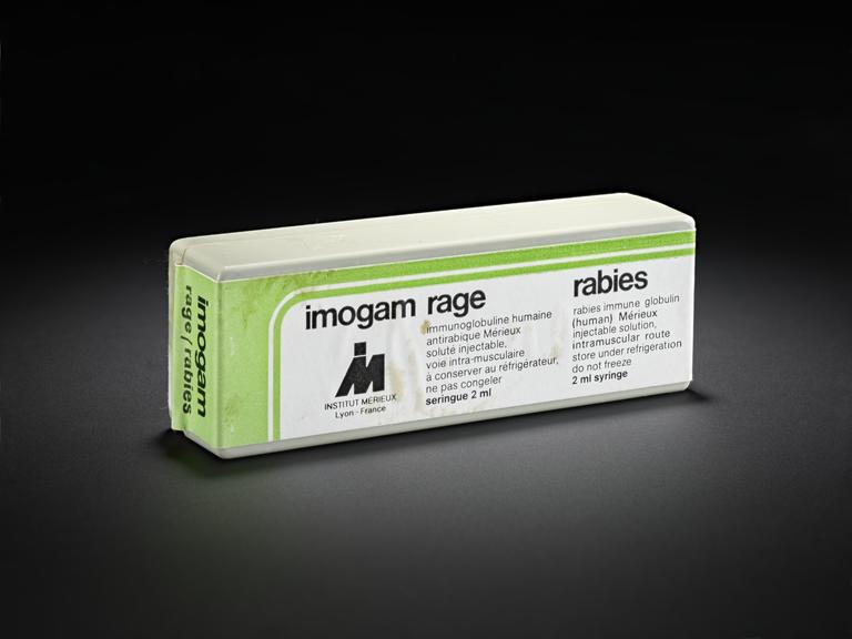Plastic box for 'Imogam' human rabies immunoglobin vaccine