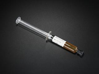 Barrel of a syringe containing human rabies immunoglobin vaccine