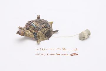 Tortoise toy made from paper offcuts
