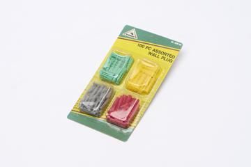Packet of assorted wall plugs from a general-purpose handyman's kit