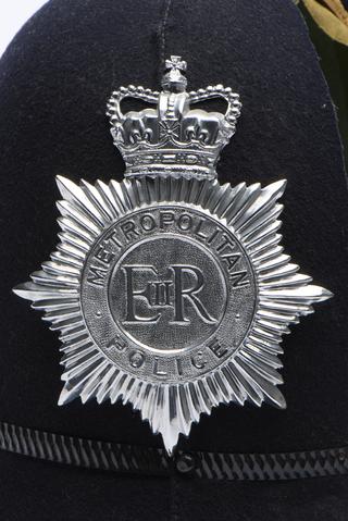 Metropolitan police helmet, MkV, ABS plastic based, sectioned