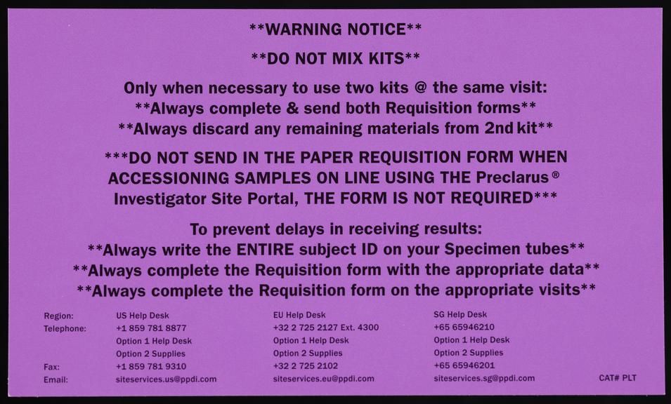 “Do Not Mix Kits” Warning Notice for phase 3 Novavax 2019nCoV-302 vaccine trial